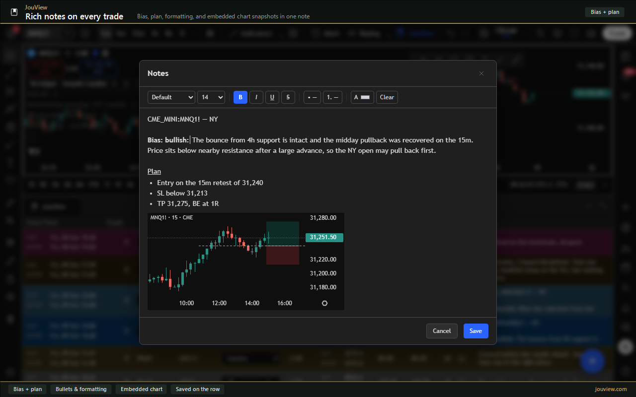 Rich notes editor